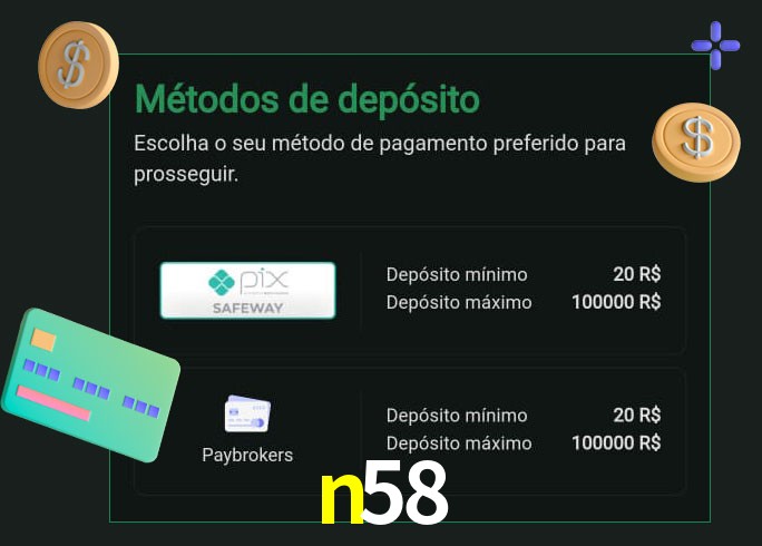O cassino n58 oferece uma grande variedade de métodos de pagamento